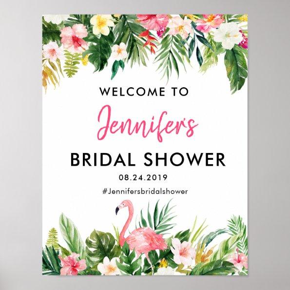 Tropical Flamingo Bridal Shower Welcome Poster