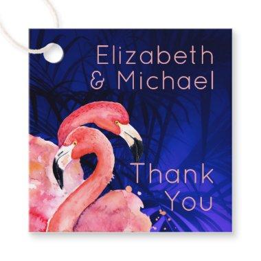 Tropical Flamingo Favor Packaging Tags Pink Blue