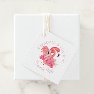 Tropical Flamingo Favor Packaging Tags Pink White