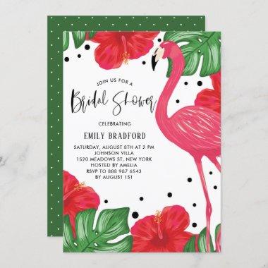 Tropical Flamingo Floral Bridal Shower Invitations
