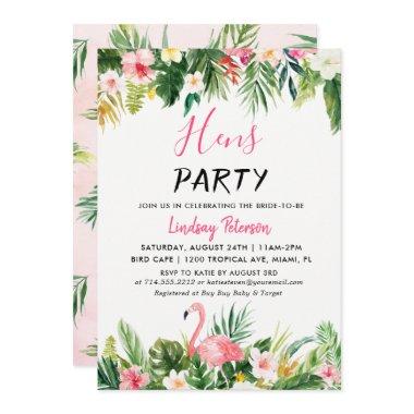 Tropical Flamingo Luau Hens Party Invitation