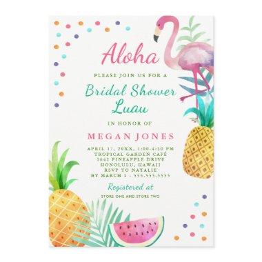 Tropical Flamingo Pineapple Bridal Shower Luau Invitations