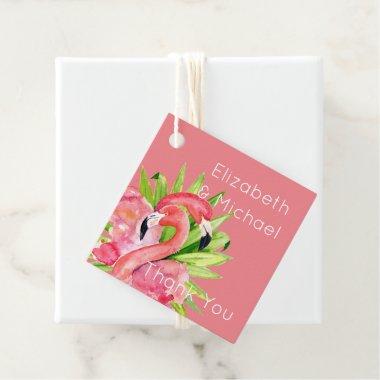 Tropical Flamingos Favor Packaging Tags Pink