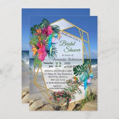 Tropical Flora Paradise Beach Scenery Invitations