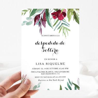 Tropical Floral and Greenery Spanish Bridal Shower Invitations