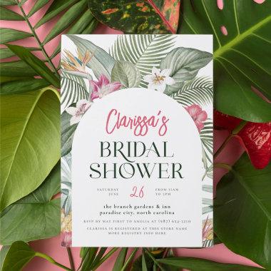 Tropical Floral Arch Summer Bridal Shower Invitations