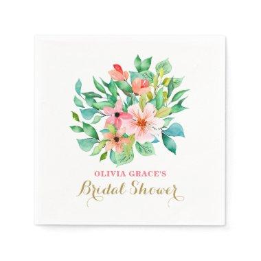 Tropical floral beach bridal shower napkins