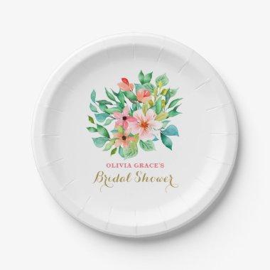 Tropical floral beach bridal shower paper plates