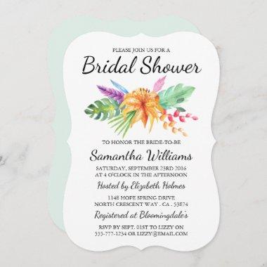 Tropical Floral Bouquet Beach Bridal Shower Invitations