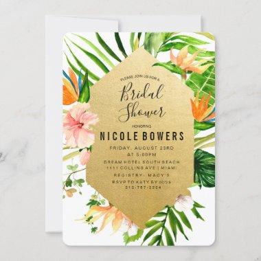 Tropical Floral Bridal Shower Invitations