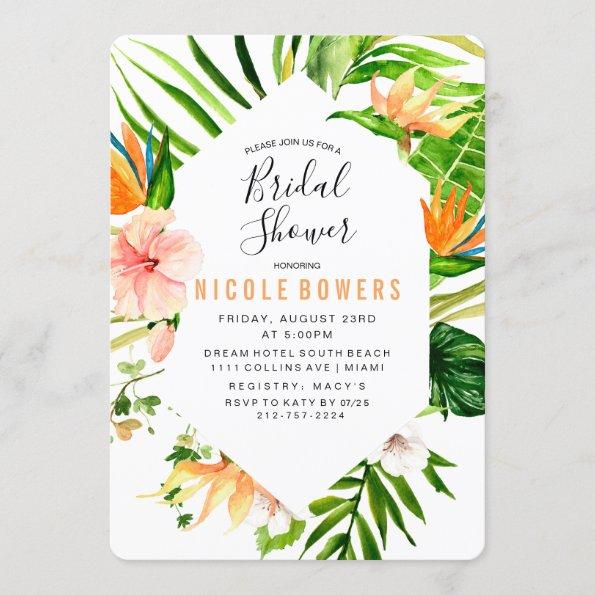 Tropical Floral Bridal Shower Invitations