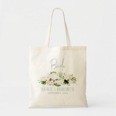 Tropical floral bride bachelorette/bridal shower tote bag