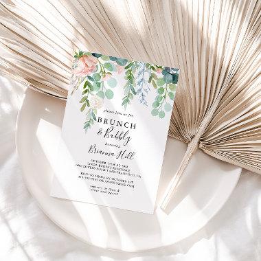Tropical Floral Brunch and Bubbly Bridal Shower Invitations