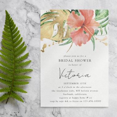 Tropical Floral Destination Wedding Bridal Shower Invitations