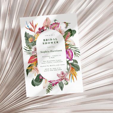 Tropical Floral Frame Bridal Shower Invitations