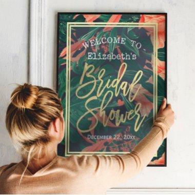 Tropical Floral Gold Frame  Welcome Poster