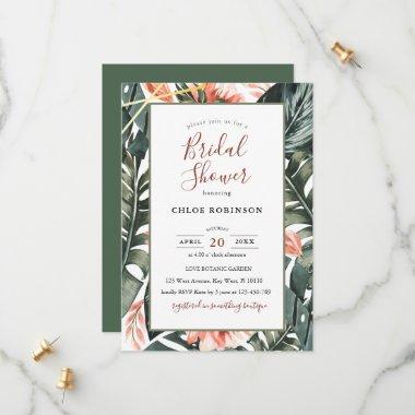 Tropical Floral Greenery Bridal Shower Invitations