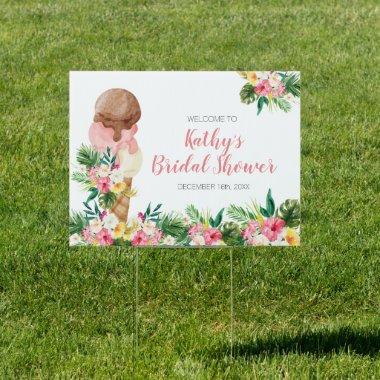 Tropical Floral Ice Cream Welcome Bridal shower Sign