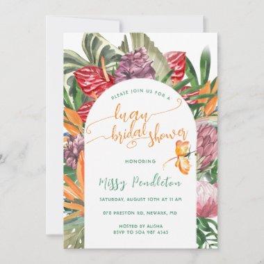 Tropical Floral Luau Bridal Shower Invitations