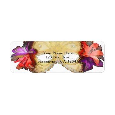 Tropical Floral Masquerade Mask Party Invitations Label
