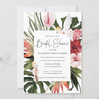 Tropical Floral Palm Bridal Shower Invitations