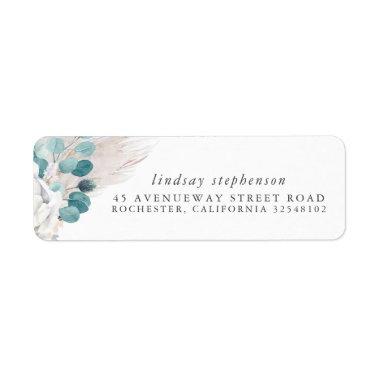 Tropical Floral Pampas Grass Wedding Label