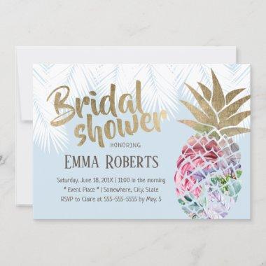 Tropical Floral Pineapple Beach Bridal Shower Invitations