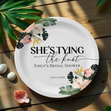 Tropical Floral She's tying the knot  Paper Plates