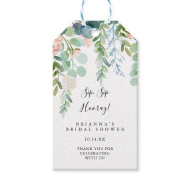 Tropical Floral Sip Sip Hooray Bridal Shower Gift Tags