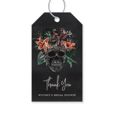 Tropical Floral Skull Halloween  Gift Tags