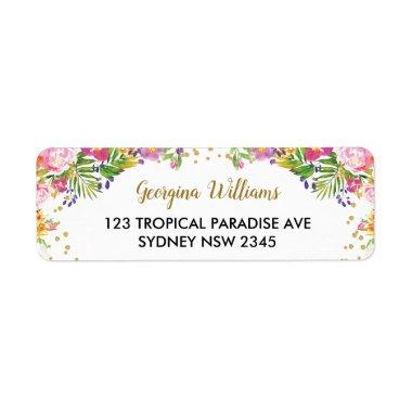 Tropical Floral Summer Aloha Return Address Label