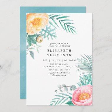Tropical Floral Summer Bridal Shower Invitations