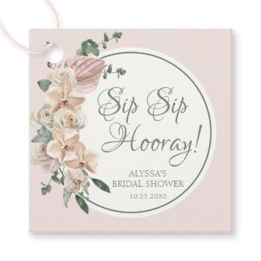 Tropical Floral Watercolor Sip Sip Hooray Favor Tags