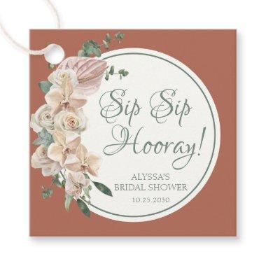 Tropical Floral Watercolor Sip Sip Hooray Favor Tags