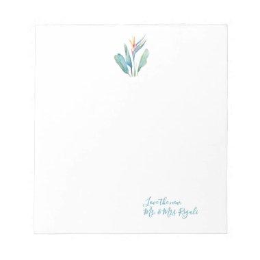 Tropical Floral Wedding Thank You Watercolor Notepad