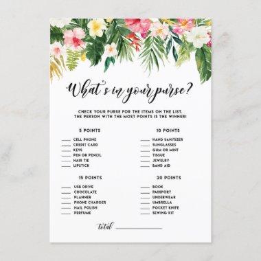 Tropical Floral What's in Your Purse Shower Game Enclosure Invitations