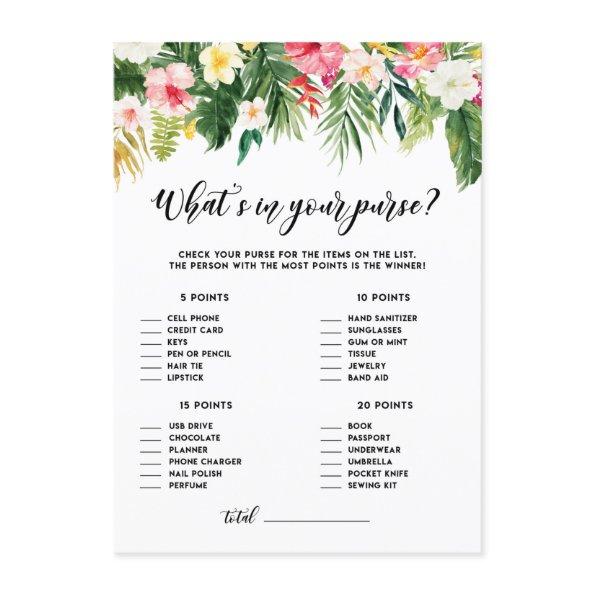 Tropical Floral What's in Your Purse Shower Game Enclosure