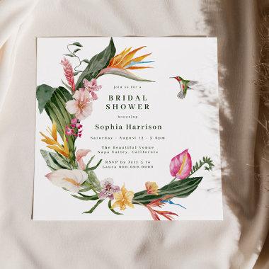Tropical Floral Wreath Bridal Shower Invitations