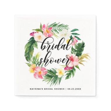 Tropical Floral Wreath Summer Bridal Shower Napkins