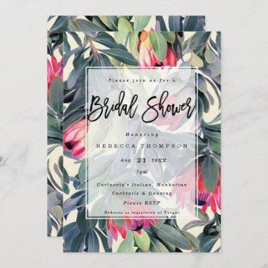 tropical florals boho modern bridal shower Invitations