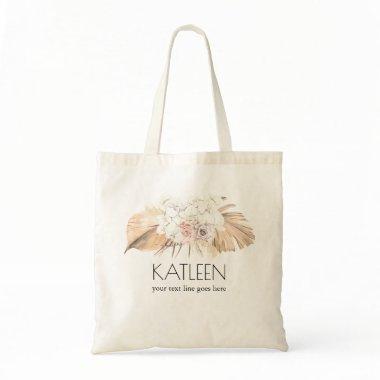 Tropical Flowers and Dried Palm Leaves Foliage Tote Bag