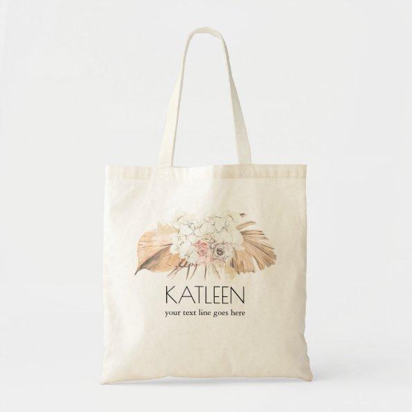 Tropical Flowers and Dried Palm Leaves Foliage Tote Bag