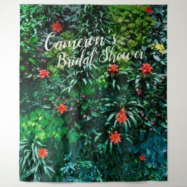 Tropical Flowers Island Bridal Shower Backdrop