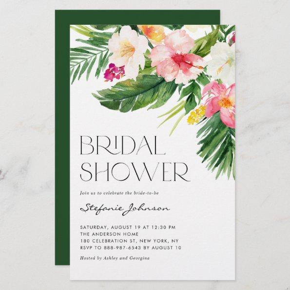 Tropical Flowers Summer Bridal Shower Invitations