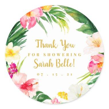 Tropical Flowers Thank You Favor Classic Round Sticker