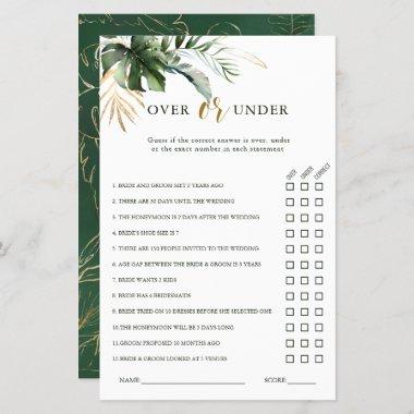 Tropical Foliage Over or Under Bridal Shower Game