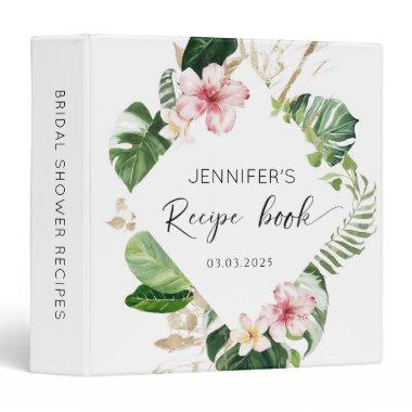 Tropical frame Bridal Shower Recipe book 3 Ring Binder