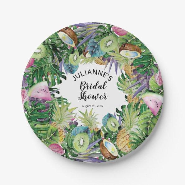 Tropical Fruit | Greenery Summer Bridal Shower Paper Plates