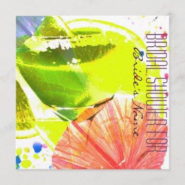 Tropical funky Cocktail glass bridal shower invite