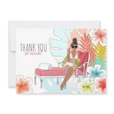 Tropical Glitter Bachelorette Party African Bride Thank You Invitations